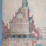 Vue du Waag à Alkmaar aux Pays-Bas. Aquarelle, Charles CERNY (1892 - 1965 )