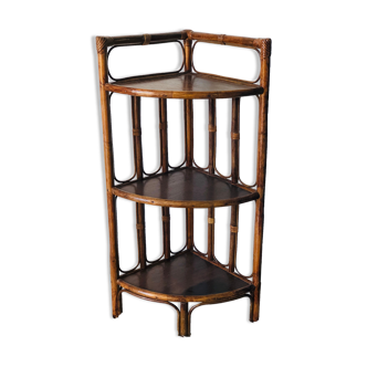 Rattan and bamboo corner shelf