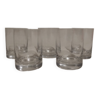 Set of 5 soda or whisky glasses signed "Daum France"