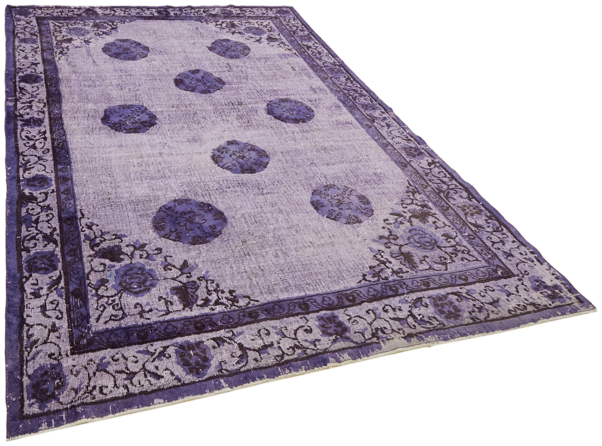 Hand-knotted antique oriental 1970s 216 cm x 320 cm purple carpet
