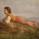 19th century Italian signed bucolic landscape painting