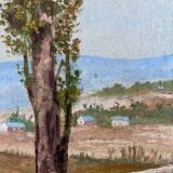 Vintage original landscape oil painting: Countryside nature wall art