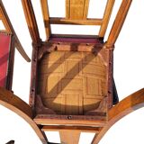 Set of 4 Art Deco Chairs in wood and red imitation leather