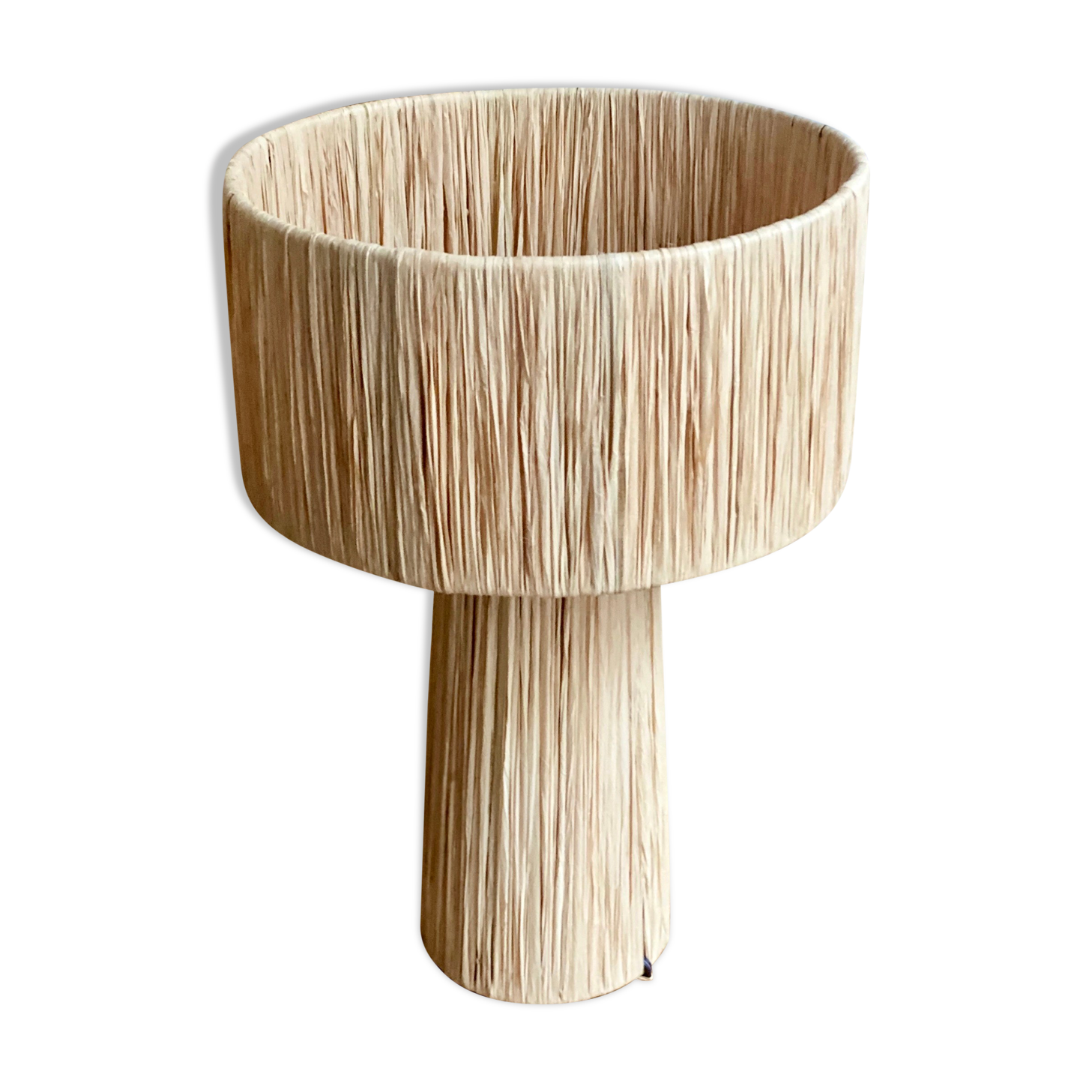 Minimalist raffia bedside table lamp
