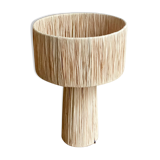 Minimalist raffia bedside table lamp