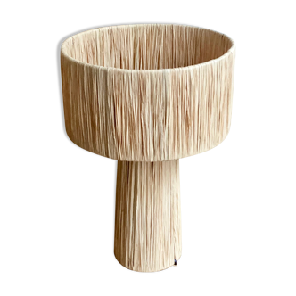 Minimalist raffia bedside table lamp