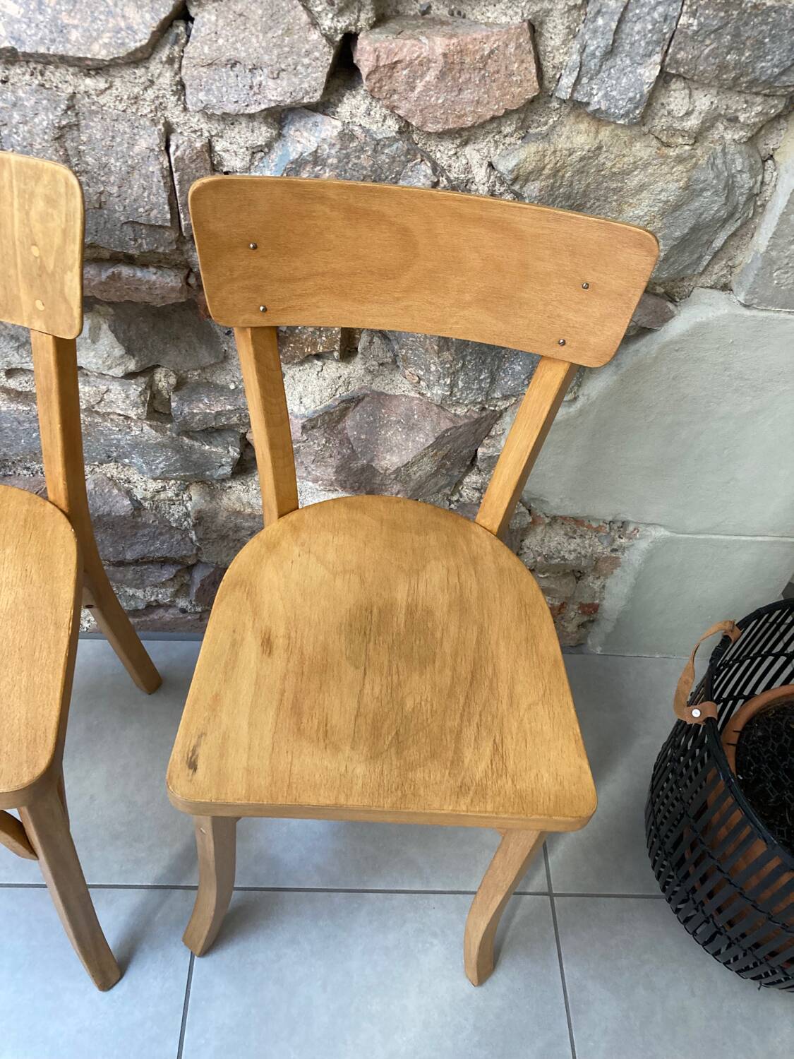 Renovated bistro chair pair