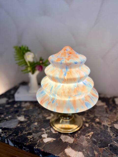 Fascinante  Lampe Art Déco en opaline multicolore