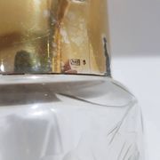 Carafe, cristal transparent, laiton doré, Allemagne, années 50