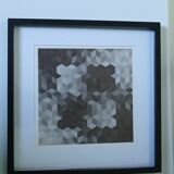 Tableau Vintage Art Optique - Victor Vasarely - Frame 40x40cm