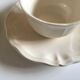 Set of 4 cups breakfasts in faience Sarreguemines ivory to godrons