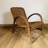 Wicker and rattan armchair