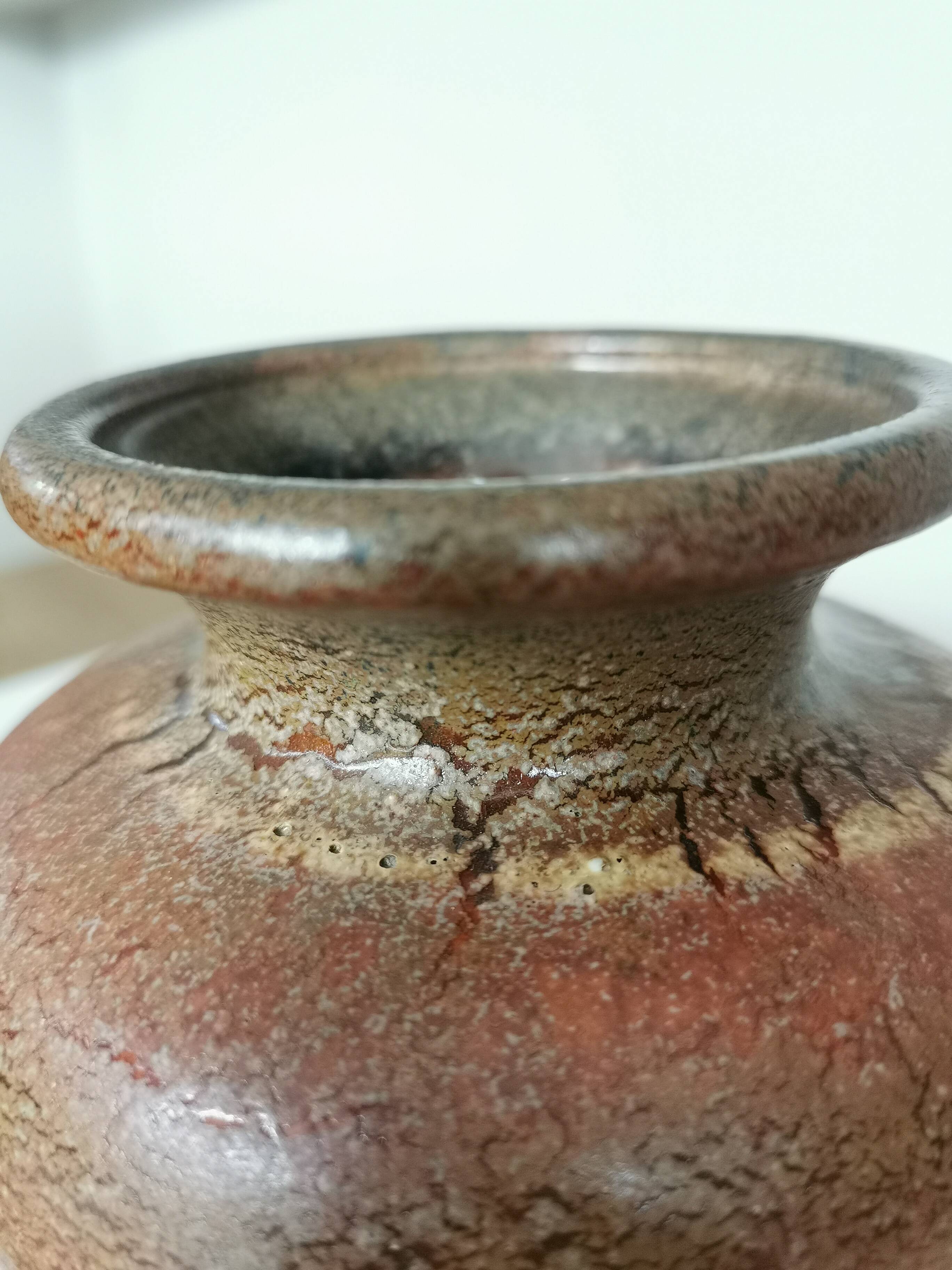 Fat Lava Pottery Vase: Vintage West Germany 202-13, Brown Drip Glaze