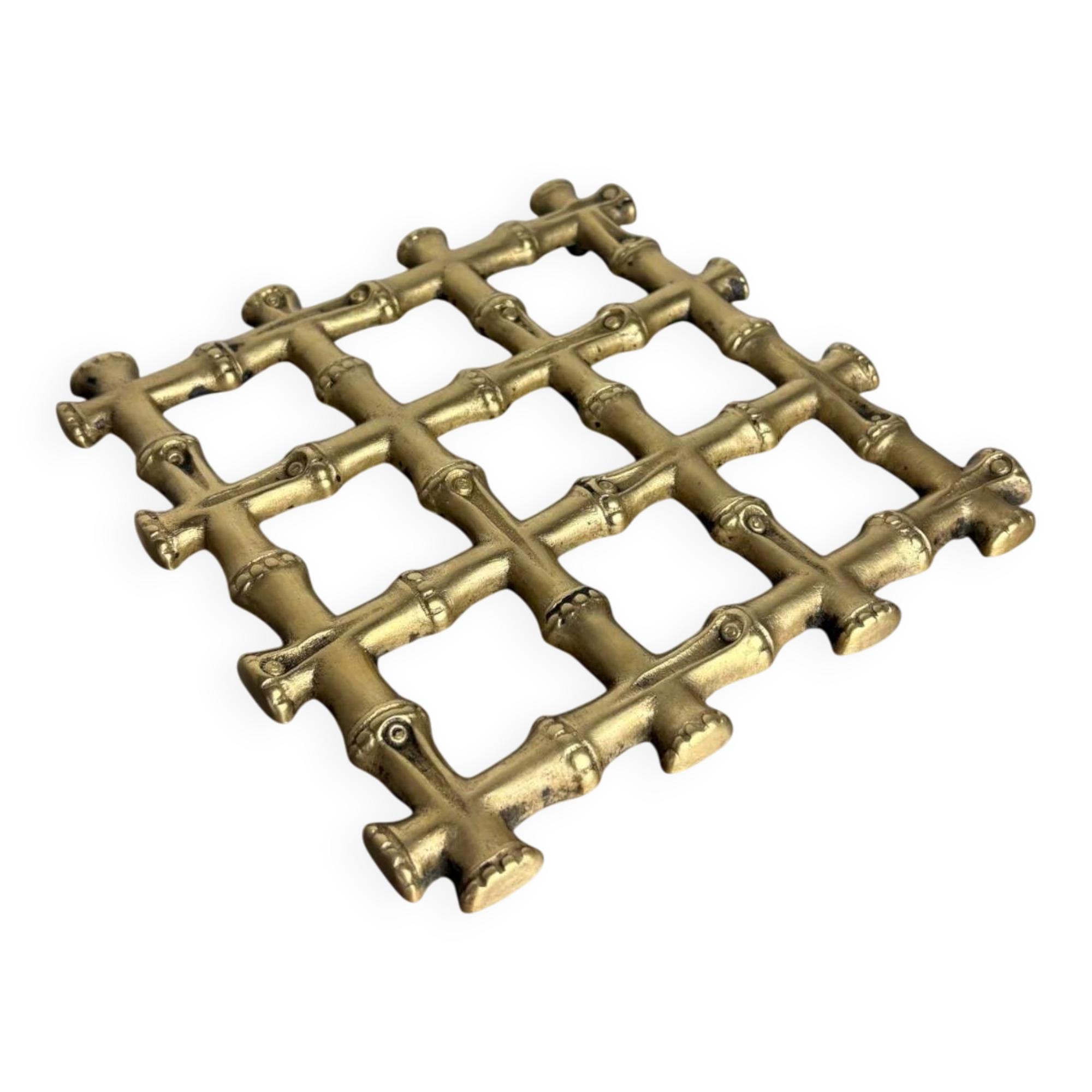 Faux bamboo trivet in bronze, Italy, 1970s