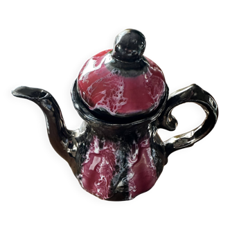 Vallauris Chrome Enameled Ceramic Teapot or Coffee Pot