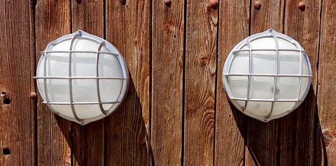 Pair of industrial wall lamps in brushed aluminum