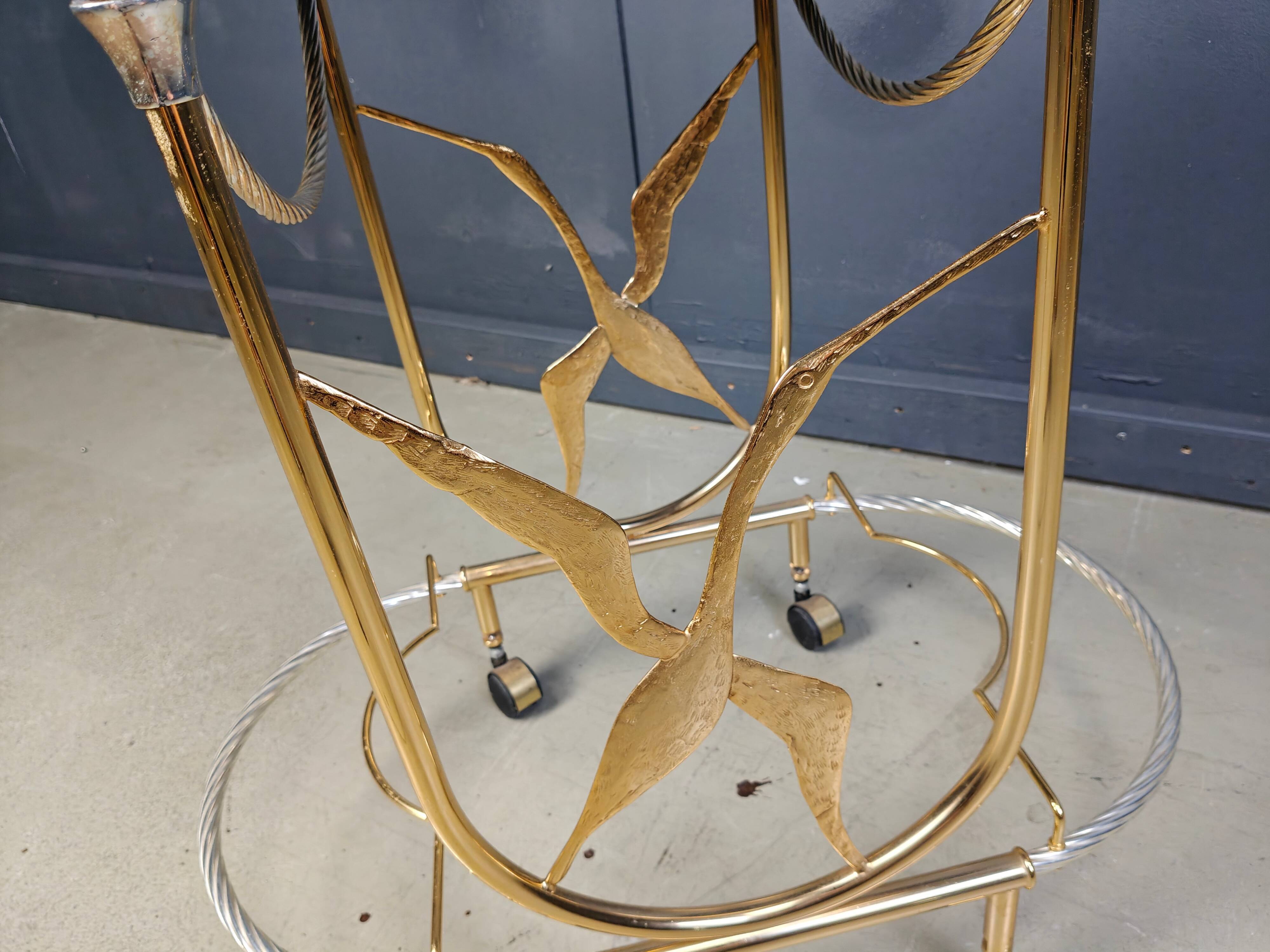 Vintage Italian brass bar cart, 1970s