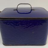 Old blue enamelled metal box