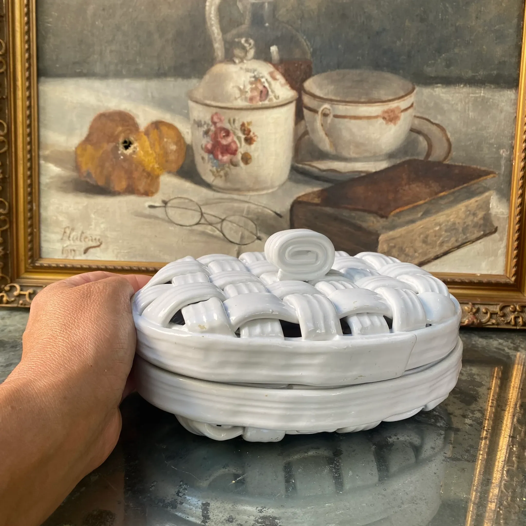 Bonbonnière en céramique tressée
