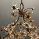 Italian Pink Murano Glass Flower Chandelier, 1950s
