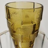 Vase stylisé en verre jaune, art déco