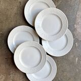 6 St Amand dessert plates in white earthenware