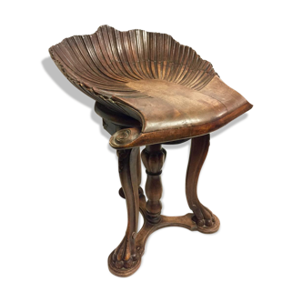 Tabouret de piano assise tournante en forme de coquille d'époque Napoléon III