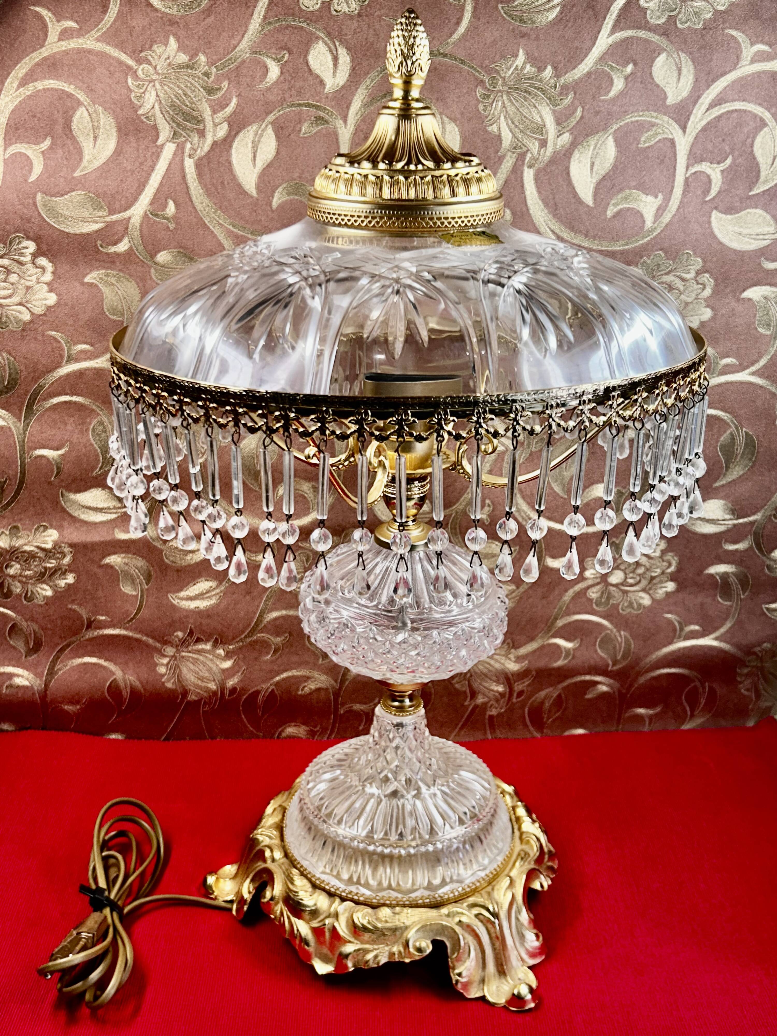Italian style table lamp, glass artist Charles Balembois, glass & B