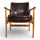 Fröscher leather armchair by Ib Kofod-Larsen, 1960