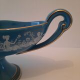 Coupe sur pied en porcelaine bleue