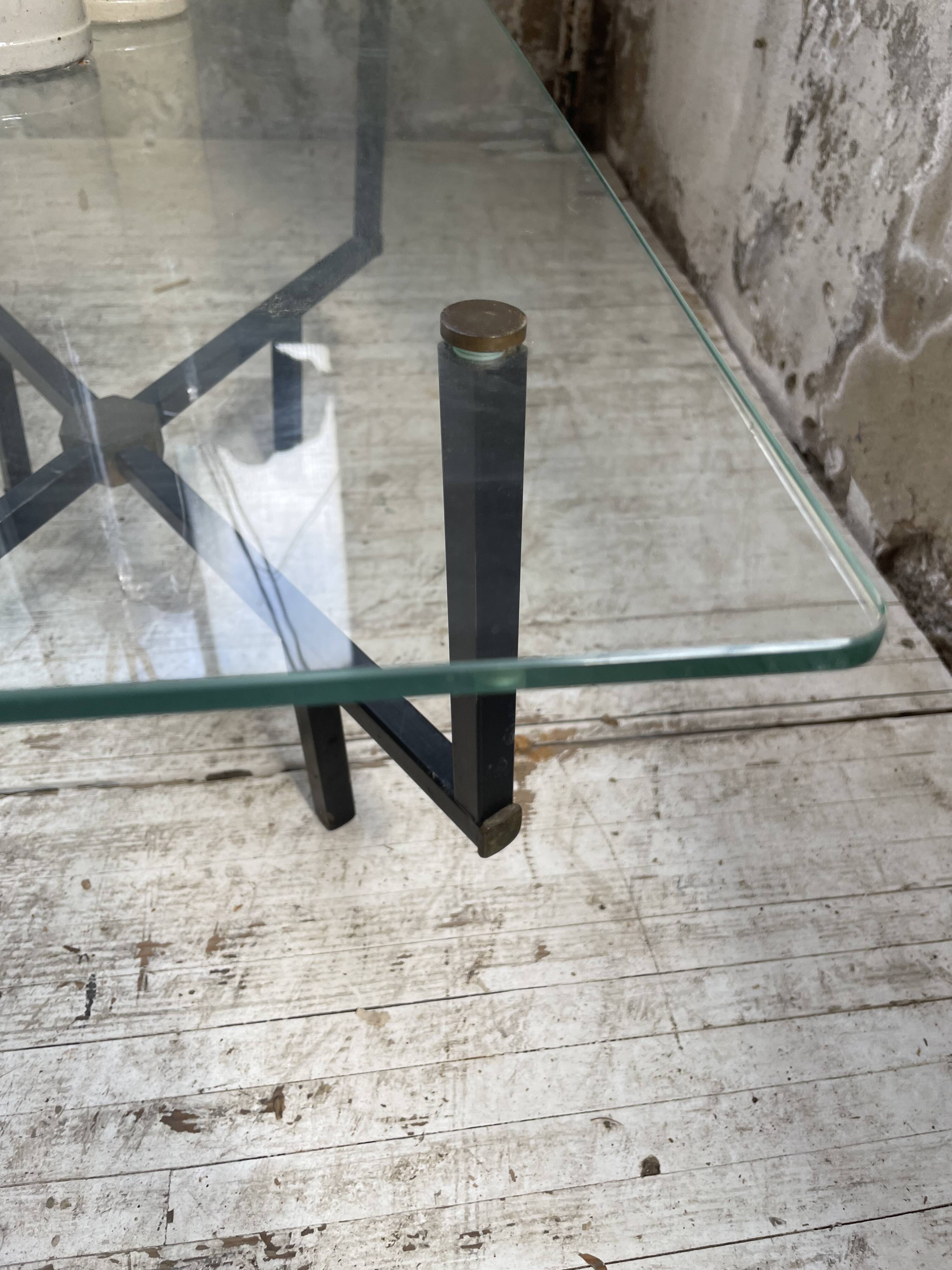 60s glass coffee table