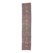 Vintage natural pink Turkish hand-knotted Herki runner 78x390