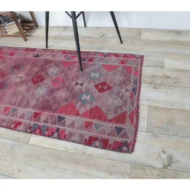 1960s - Vintage Turkish Hand-Knotted Herki Runner Rug - 75x365