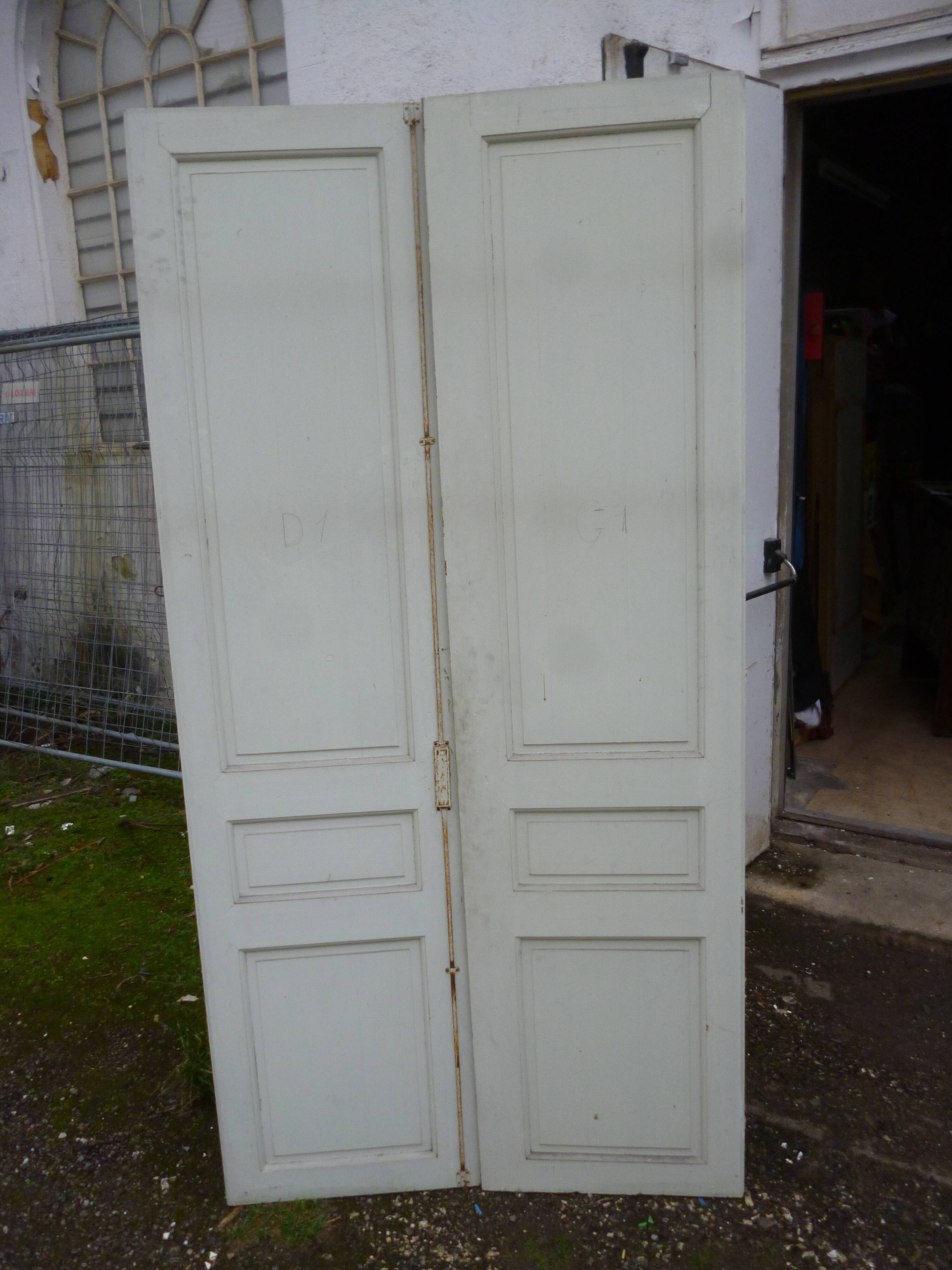 Pair of closet door old green patina