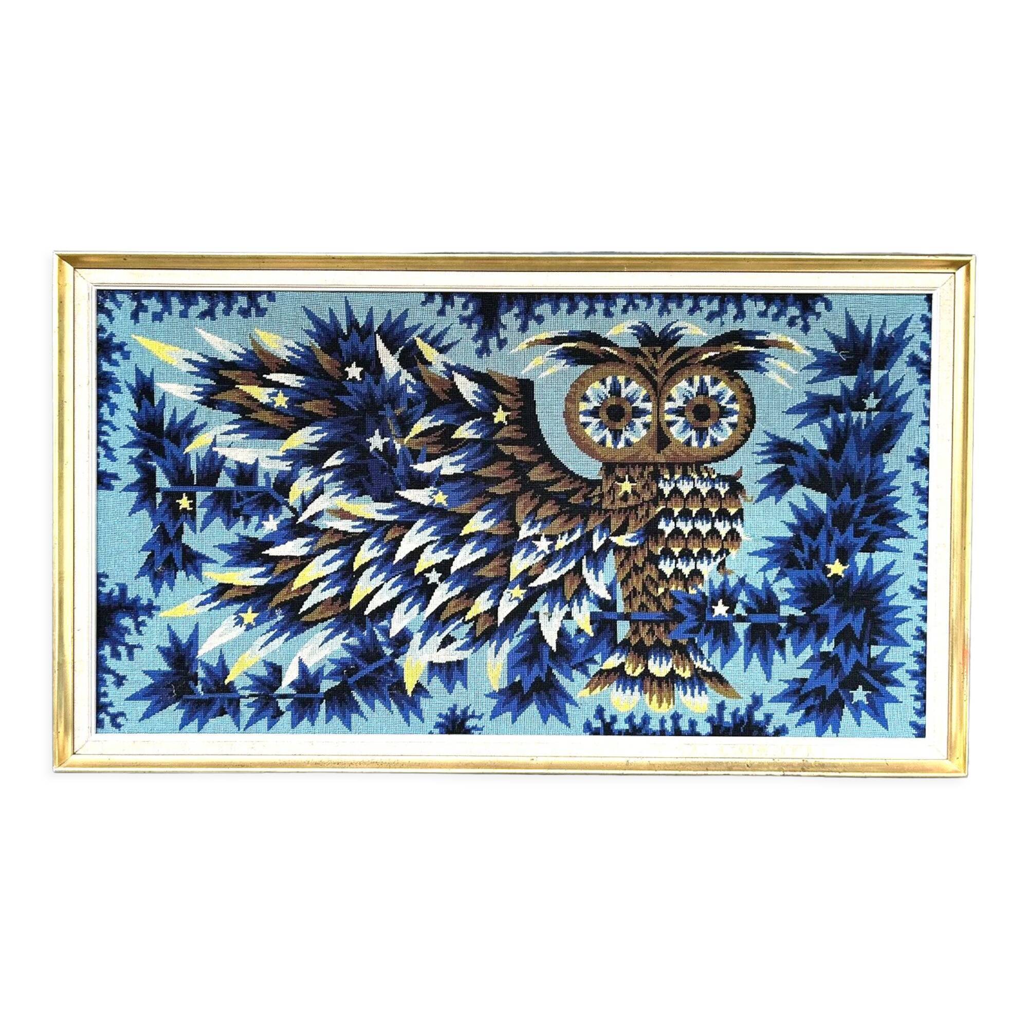 Vintage tapestry 70s Alain Cornic "La Nuit"