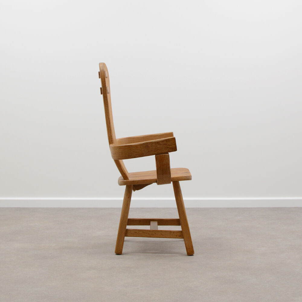 Oak brutalist chair 70s