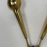 41cm Brass Stilnovo Style Theatre Wall Sconce Light, Italy 1950s