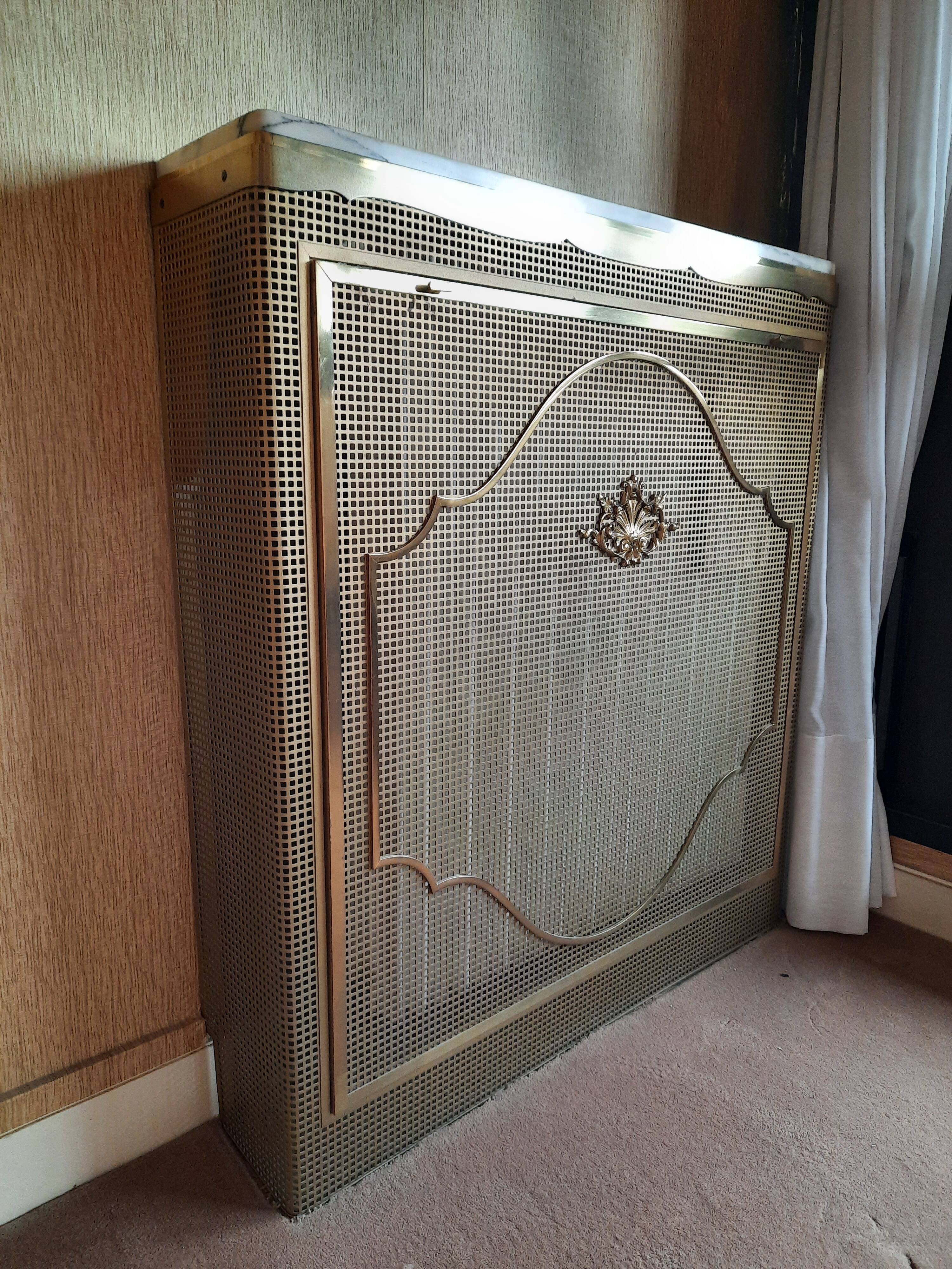 Marble and brass radiator cover