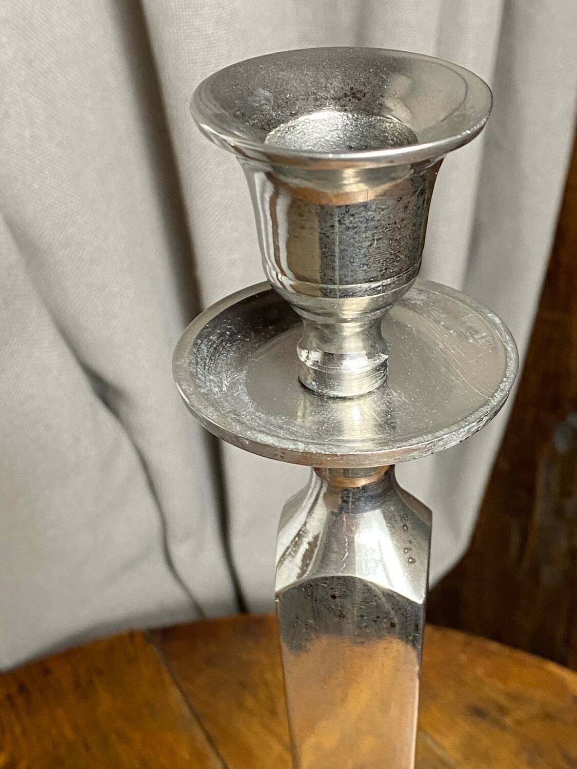Pair of silver-plated candlesticks