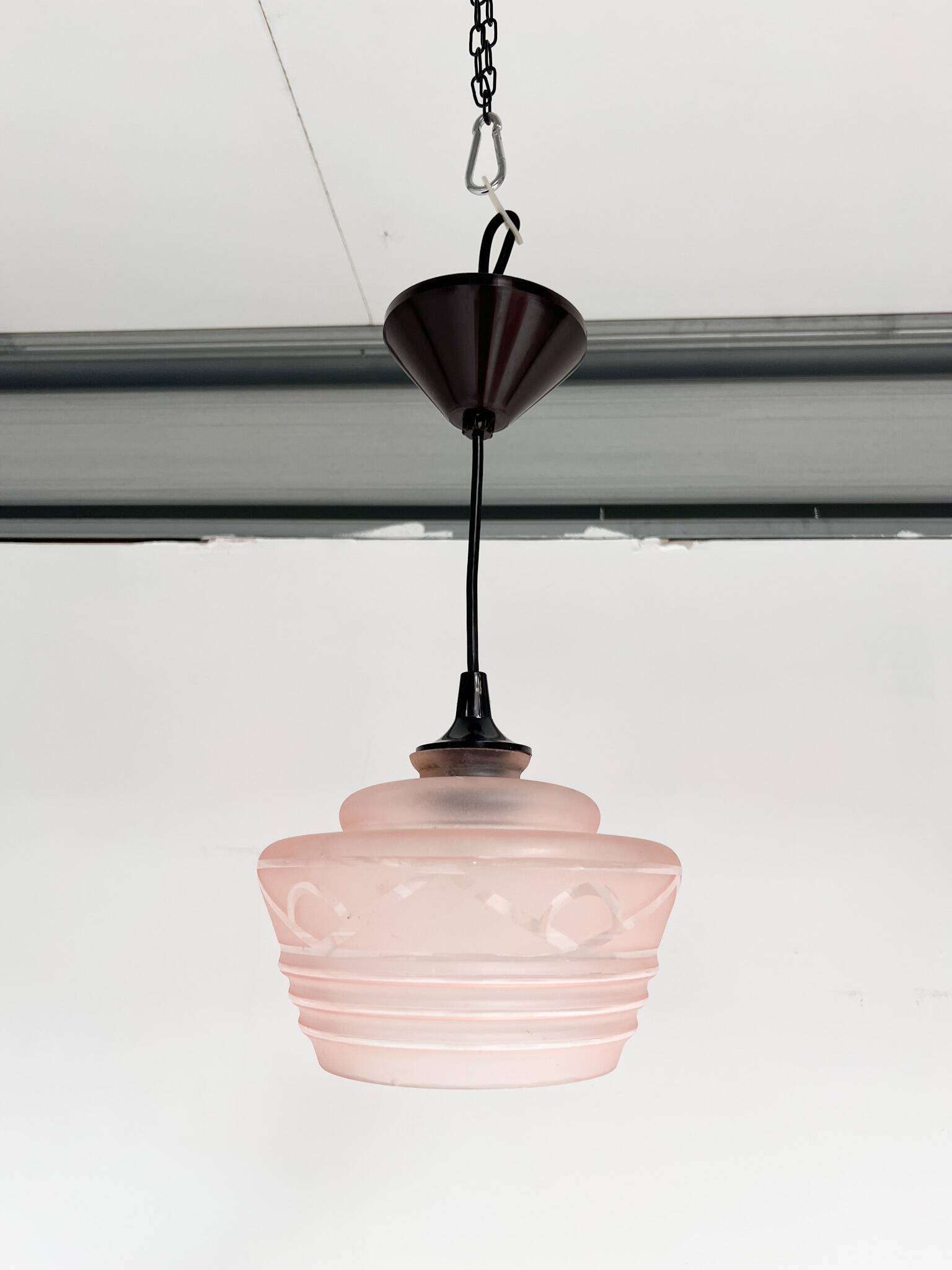 Pink glass ceiling lamp (per piece), 1960s