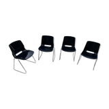 Set of four black Scandinavian chairs, design 70