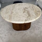 Travertine and wood table