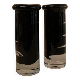 Paire de bougeoirs en verre