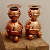 Pair of Swedish copper candlesticks from the mid-century by ALB Lindstrom Eskiltuna.