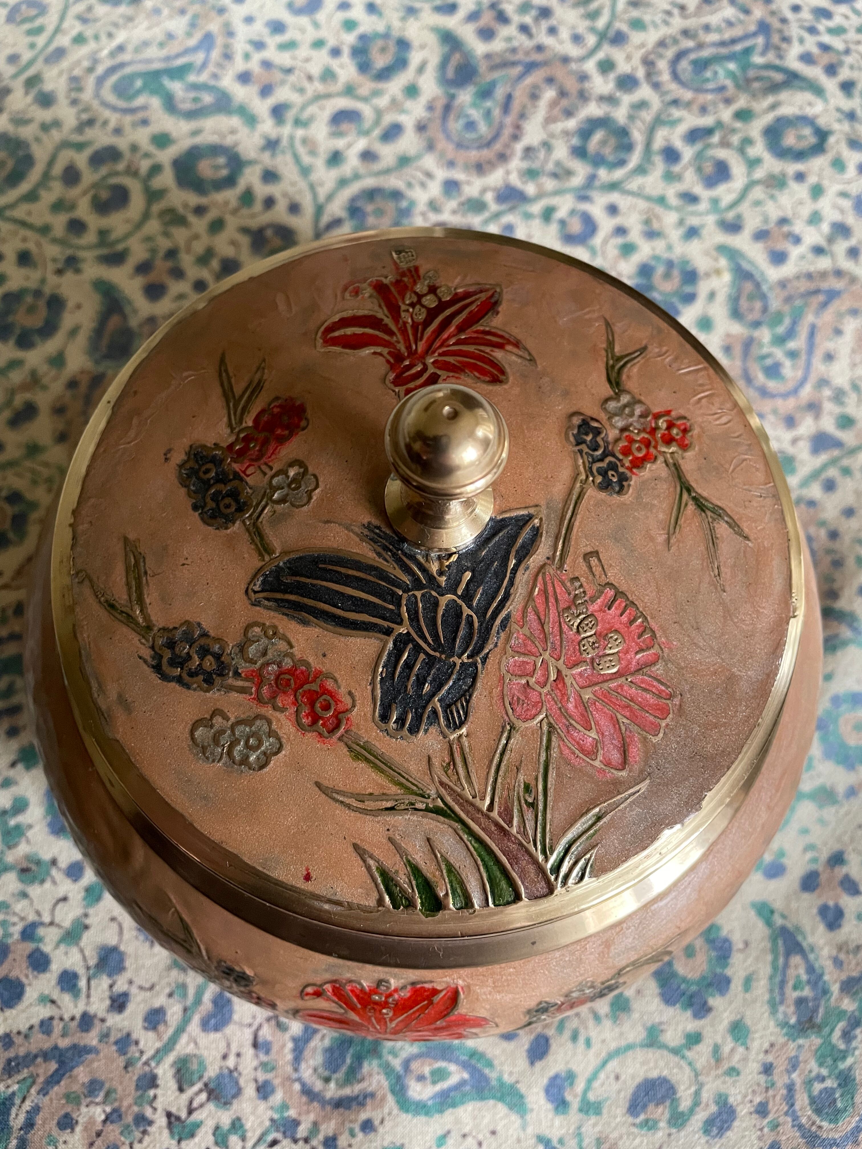 Cloisonné enamel candy box 70s