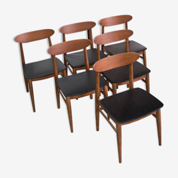 Set of 6 the 1960s Danish teak chairs