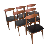 Set of 6 the 1960s Danish teak chairs