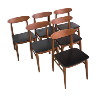 Set of 6 the 1960s Danish teak chairs