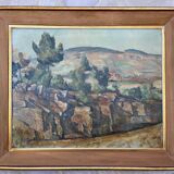 Tableau: Oil on canvas: Reproduction of a Landscape by P Cezanne
