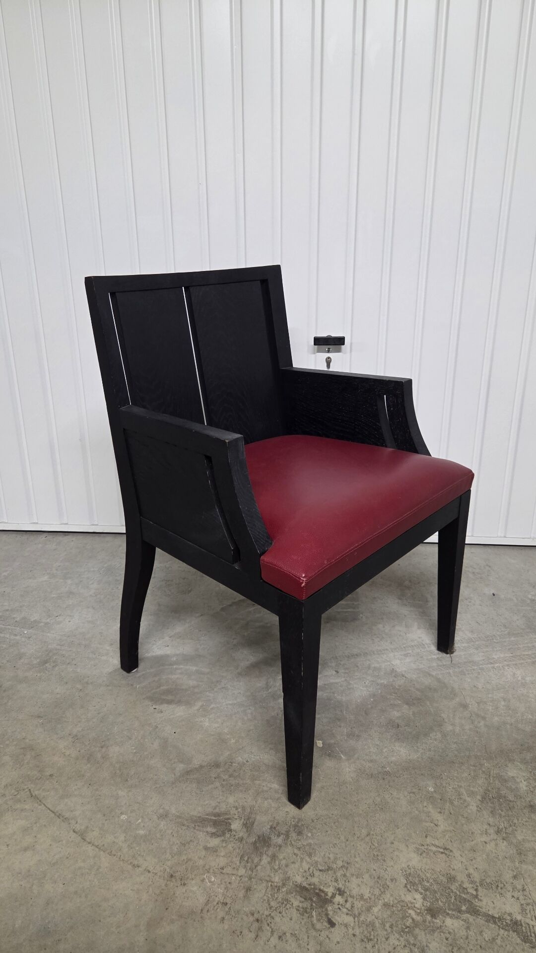 Philippe Hurel Armchair Model Wallis - Red Leather & Black Beech